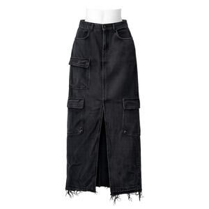 Robin’s Jean Black Utility Cargo Skirt Frayed Hem - Size EUR 38 = US Small